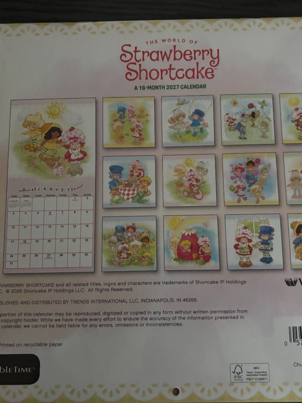Strawberry Shortcake Calendar 2027 - Picture 2 of 2